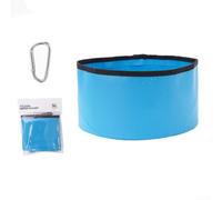 Lavabo pliable compact de 5 L pour une utilisation en extérieur - Bassine portable en PVC pour la randonnée et les pique-niques (bleu + mousqueton)