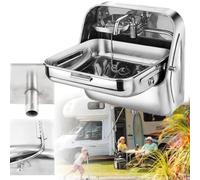 Lavabo pliable pour lavage des mains - Montage mural - Pour camping-car, caravane, bateau - Station de lavage des mains portable - Évier d'extérieur pour camping-car