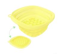 Lavabo portable en silicone pour le visage, bol à glace pliable avec bac à glaçons intégré, récipient compact en silicone pour le visage (jaune)
