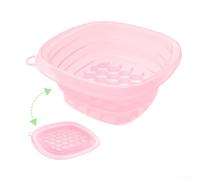 Lavabo portable en silicone pour le visage, bol à glace pliable avec bac à glaçons intégré, récipient compact en silicone pour le visage (rouge clair)