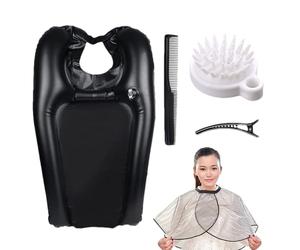 Lavabo pour cheveux - Lavabo pour shampooing gonflable | évier de lavage gonflable en PVC repose-cou doux, châle imperméable, peignes pinces à cheveux inclus pour shampoing