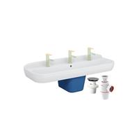 Lavabo pour enfant Sento Kids 125 cm + cache siphon bleu + siphon et bonde WIRQUIN