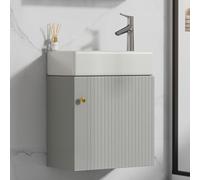 Lavabo pour invités avec meuble-lavabo, gain de place et rangement suspendu pour petites salles de bains, meubles modernes pour toilettes d'invités