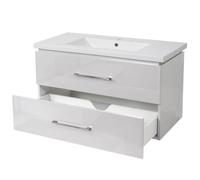 Lavabo Premium + meuble sous-lavabo MENDLER HWC-D16, lavabo, brillant 90cm blanc Blanc G