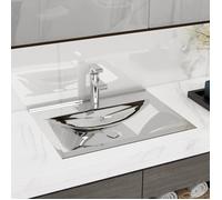 Lavabo rectangulaire en céramique gris - vidaXL - 60x46x16 cm - Avec trop-plein et trou de robinet