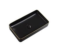 Lavabo rectangulaire en céramique pour Salle de Bain, 60 x 34 x 11 cm, lavabo de Luxe léger avec Robinet et drain/14793