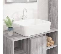 Lavabo Rectangulaire with Céramique, Finition Brillante, Vasque à Poser Salle de Bain, Lavabo Enfant, Meuble Vasque Salle de Bain, Lave Main, Blanc, 48 x 37 x 13 cm