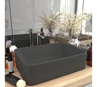 Lavabo Rectangulaire with Céramique, Finition Mate, Vasque à Poser Salle de Bain, Lavabo Salle de Bain, Meuble Vasque Salle de Bain, Lave Main, Gris Foncé Mat, 41 x 30 x 12 cm