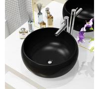 Lavabo Rond Céramique Noir 40x15 cm Vasque Evier Salle de Bain Toilette vidaXL