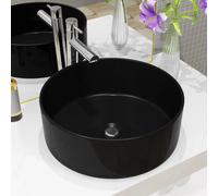 Lavabo Rond Céramique Noir 40x15 cm Vasque Evier Salle de Bain Toilette vidaXL