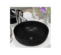 vidaXL Lavabo rond en céramique noir 41,5 x 13,5 cm – Vasque salle de bain/toilette