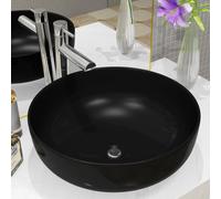 vidaXL Lavabo rond en céramique noir 41,5 x 13,5 cm – Vasque salle de bain/toilette