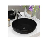 vidaXL Lavabo rond Céramique Noir 42 x 12 cm