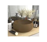 Vidaxl Lavabo Rond De Luxe Crème Mat 40x15 Cm Céramique