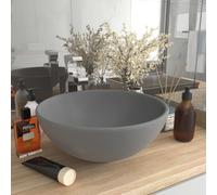 vidaXL Lavabo rond de luxe de salle Gris clair mat 32,5x14cm Céramique