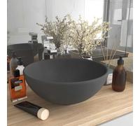 Lavabo Rond de Luxe de Salle de Bain Noir Mat Céramique Lave-mains Bain vidaXL