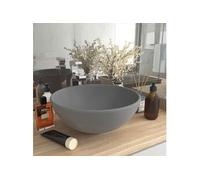 vidaXL Lavabo rond de luxe de salle Gris clair mat 32,5x14cm Céramique