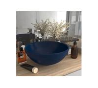 vidaXL Lavabo Rond de Luxe de Salle de Bain Vasque à Poser de Toilette Lave-mains Salle Cosmétique Intérieur Bleu Foncé Mat 146968 Bleu G