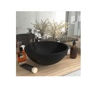 vidaXL Lavabo rond de salle de bain Noir mat 32,5x14 cm Céramique