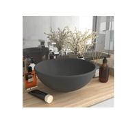 Lavabo rond de luxe de salle Gris foncé mat 32,5x14cm Céramique