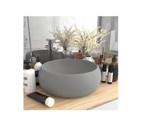 Vidaxl Lavabo Rond De Luxe Gris Clair Mat 40x15 Cm Céramique