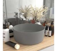 vidaXL Lavabo Rond de Luxe céramique 40x15 cm Gris clair mat