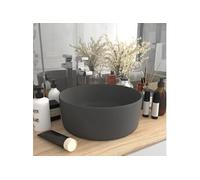 Lavabo Rond de Luxe Gris Clair Mat Céramique Lave-mains Vasque Toilette vidaXL