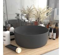 Lavabo Rond de Luxe Marron Foncé Mat Céramique Lave-mains Vasque Maison vidaXL