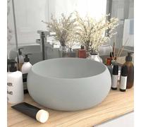 Vidaxl Lavabo Rond De Luxe Gris Clair Mat 40x15 Cm Céramique