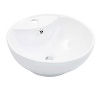 vidaXL Lavabo rond en céramique - Design tendance et contemporain - À poser - Blanc