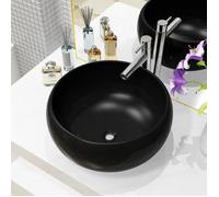 vidaXL Lavabo rond Céramique 40 x 15 cm Noir