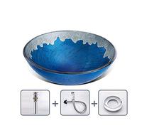 Lavabo rond en verre trempé avec robinet cascade, lavabo décoratif pour la maison ou l'hôtel