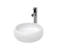 Lavabo Salle de Bain - Ø 400 x 350 x 155 mm - en Céramique - Rond - Blanc -