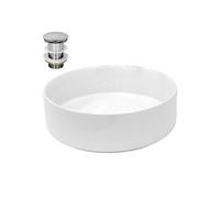 Lavabo Salle de Bain - Ø 355 x 120 mm - en Céramique - Ronde - Blanc -