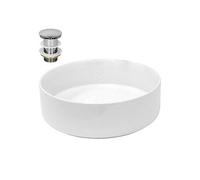 Lavabo Salle de Bain - Ø 355 x 120 mm - en Céramique - Ronde - Blanc -