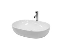 Lavabo Salle de Bain - 600 x 420 mm - en Céramique - Ovale - Blanc -