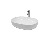 Lavabo Salle de Bain - 600 x 420 x 145mm - en Céramique - Ovale - Blanc -