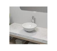 Lavabo Salle de Bain avec Mitigeur Céramique Rond Blanc Robinet Vasque 275494