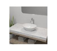 Lavabo de salle de bain avec mitigeur Céramique Ovale Blanc