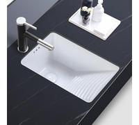 Lavabo Salle de Bain Multifonctionnel en Céramique avec Bac à Lessive Intégré, Idéal pour les Salles de Bain, les Balcons, les Buanderies et les Garages(46x32cm/18x12.6in)