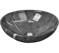 Lavabo Salle de Bain Oval en Céramique DeerValley avec Rayures Grises 406 x 330mm - Allie Style et Fonctionnalité, Idéal pour une Salle de Bain Moderne