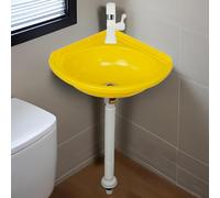 Lavabo Salle de Bain Petit Évier de Cuisine Triangulaire en Plastique, Lavabo D'angle Suspendu Au Mur Sans Perçage,Évier de Maison avec Kit de Drainage Lave-Main à Une Seule cuve