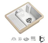 Lavabo salle de bain utilitaire pour buanderie avec évier intégré, robinet et accessoires de montage inclus, vasque a poser pour balcon, jardin ou garage(46x46x20cm/18x18x8in)