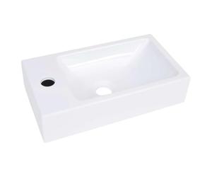 Lavabo SMC blanc 400 x 220 x 90 mm avec trou robinet | Installation debout ou encastrée, trou d'évacuation de 4,5 cm, résistant, sans assemblage
