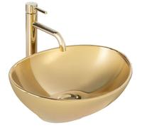 Rea Vasque à poser Sofia Gold Lavabo Salle de Bain 410 x 345 x 150 mm en Céramique (Doré)