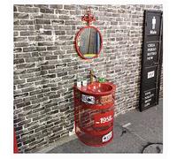 Lavabo sur Pied 56 * 47 * 85 cm Couleur rétro en Fer forgé Style Industriel lavabo sur Pied lavabo de créativité Moderne évier à déchets Fendu avec Robinet et miroir/14174