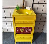 Lavabo sur Pied autoportant, Meuble de Salle de Bain Brillant, 46 x 85 cm (A : Rouge, C : Jaune, sans Miroir)