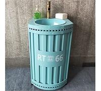 Lavabo sur Pied autoportant, Meuble de Salle de Bain, Meuble sous-Meuble Brillant, 18,8 x 33,8 po (Noir, Bleu sans Miroir)