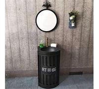 Lavabo sur Pied autoportant, Meuble de Salle de Bain, Meuble sous-Meuble Brillant, 18,8 x 33,8 po (Noir, Noir avec Miroir)