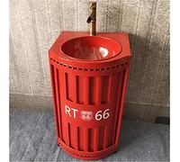 Lavabo sur Pied autoportant, Meuble de Salle de Bain, Meuble sous-Meuble Brillant, 18,8 x 33,8 po (Noir, Rouge sans Miroir)